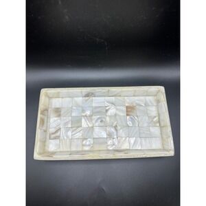 Bed Bath & Beyond Mother of Pearl Shell Mosaic Vanity Tray Cream White Checkered